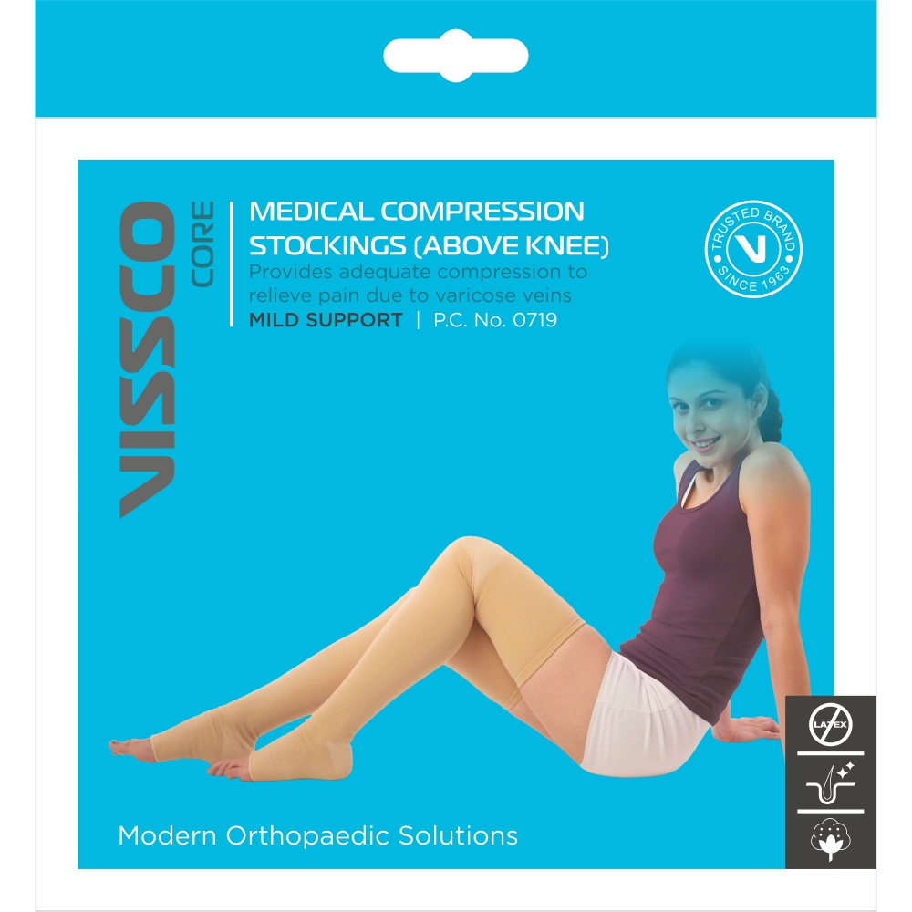 Buy Vissco Medical Compression Stockings (Above Knee).P.C.No.0719 Online:  Quick Delivery Lowest Price - Wockhardt Epharmacy