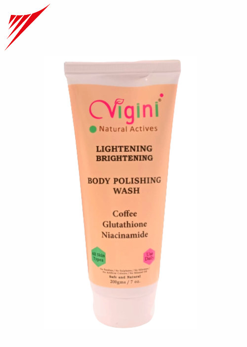 Vigini 100% Natural Actives Lightening Brightening Body Polishing Wash 200 gm
